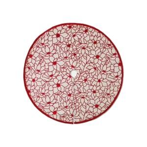 NEW! Holiday Time Red Ivory White Poinsettia Christmas Tree Skirt 48" Rustic